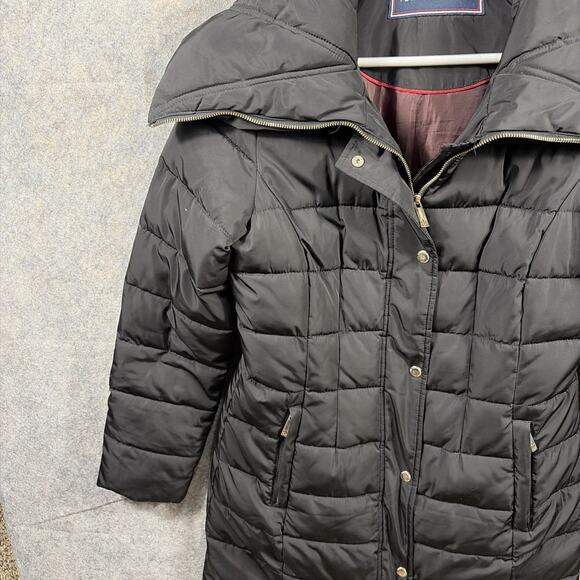 TOMMY HILFIGER Women’s Black long puffer coat jacket Size Small - Picture 3 of 14